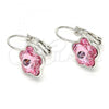 Rhodium Plated Leverback Earring, Flower Design, with Light Rose Swarovski Crystals, Polished, Rhodium Finish, 02.239.0012.1