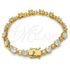 Oro Laminado Tennis Bracelet, Gold Filled Style with White Cubic Zirconia, Polished, Golden Finish, 03.210.0070.08