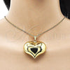 Oro Laminado Fancy Pendant, Gold Filled Style Heart and Hollow Design, Polished, Golden Finish, 05.341.0096