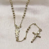 Oro Laminado Thin Rosary, Gold Filled Style San Judas and Crucifix Design, Polished, Golden Finish, 09.213.0052.18