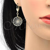 Oro Laminado Dangle Earring, Gold Filled Style with White Cubic Zirconia, Polished, Golden Finish, 73.01
