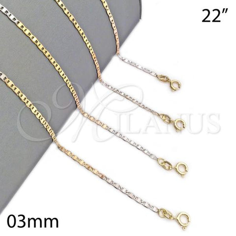 Oro Laminado Basic Necklace, Gold Filled Style Polished, Tricolor, 04.58.0015.22