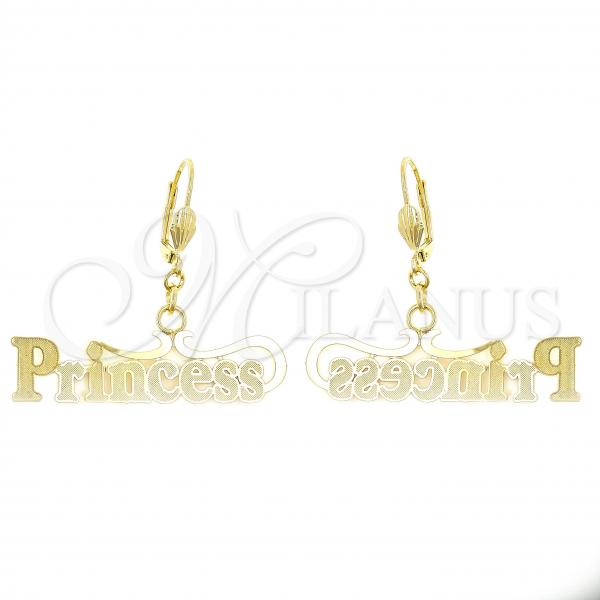 Oro Laminado Dangle Earring, Gold Filled Style Polished, Golden Finish, 84.018