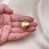 Oro Laminado Fancy Pendant, Gold Filled Style Heart and Hollow Design, Polished, Golden Finish, 05.368.0005