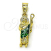 Oro Laminado Religious Pendant, Gold Filled Style San Judas Design, Polished, Tricolor, 05.411.0063.1