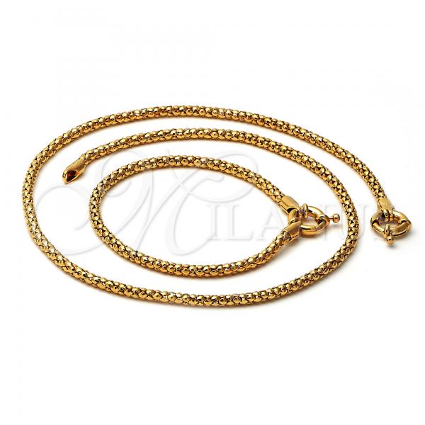 Oro Laminado Necklace and Bracelet, Gold Filled Style Polished, Golden Finish, 5.221.003.18