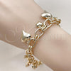 Oro Laminado Charm Bracelet, Gold Filled Style Heart Design, Polished, Golden Finish, 03.331.0320.08