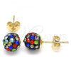 Oro Laminado Stud Earring, Gold Filled Style with Multicolor Crystal, Polished, Golden Finish, 02.63.2707.8