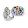 Sterling Silver Huggie Hoop, with Multicolor Cubic Zirconia, Polished, Rhodium Finish, 02.186.0102.12