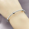 Rhodium Plated Individual Bangle, Ball Design, with White Cubic Zirconia, Polished, Rhodium Finish, 07.421.0001.1