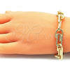 Oro Laminado Basic Bracelet, Gold Filled Style Paperclip Design, Polished, Golden Finish, 04.362.0040.08