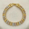 Oro Laminado Fancy Bracelet, Gold Filled Style Polished, Tricolor, 03.331.0134.08