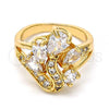 Oro Laminado Multi Stone Ring, Gold Filled Style Teardrop Design, with White Cubic Zirconia, Polished, Golden Finish, 01.210.0023.09 (Size 9)