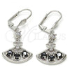 Rhodium Plated Long Earring, with Black Cubic Zirconia and White Micro Pave, Polished, Rhodium Finish, 02.236.0012.6