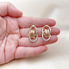 Oro Laminado Stud Earring, Gold Filled Style Hollow Design, Polished, Tricolor, 02.196.0152.1