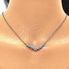 Sterling Silver Pendant Necklace, Flower Design, with White Cubic Zirconia, Polished, Rhodium Finish, 04.336.0128.16