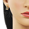 Oro Laminado Huggie Hoop, Gold Filled Style Cherry Design, Polished, Golden Finish, 02.170.0538.14