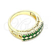 Oro Laminado Multi Stone Ring, Gold Filled Style with Green Cubic Zirconia, Polished, Golden Finish, 01.346.0023.3.07