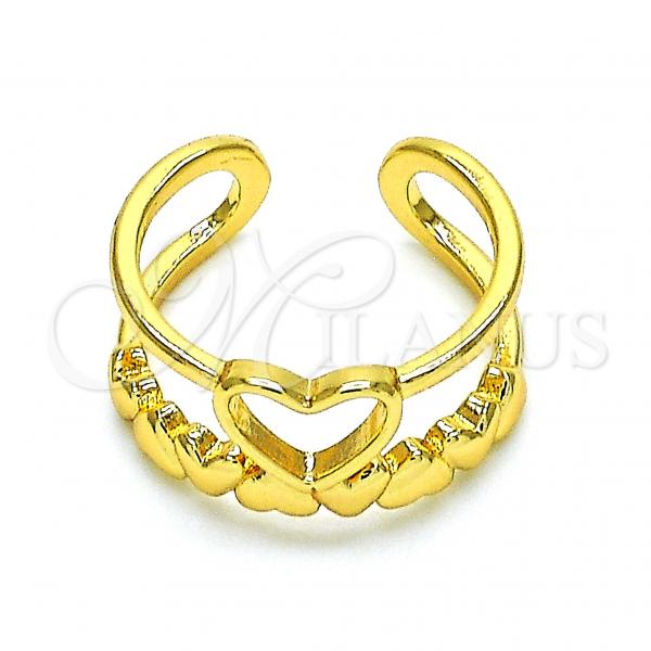 Oro Laminado Multi Stone Ring, Gold Filled Style Heart Design, Polished, Golden Finish, 01.310.0028