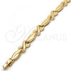 Oro Laminado Fancy Bracelet, Gold Filled Style Hugs and Kisses Design, Polished, Golden Finish, 03.210.0037.08