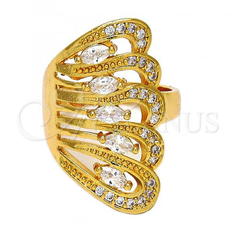 Oro Laminado Multi Stone Ring, Gold Filled Style with White Cubic Zirconia and White Micro Pave, Polished, Golden Finish, 01.210.0035.08 (Size 8)