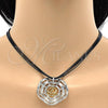 Oro Laminado Necklace and Earring, Gold Filled Style Spiral and Leaf Design, Polished, Two Tone, 06.59.0112