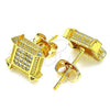 Oro Laminado Stud Earring, Gold Filled Style with White Micro Pave, Polished, Golden Finish, 02.342.0035