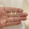 Oro Laminado Basic Necklace, Gold Filled Style Figaro Design, Polished, Golden Finish, 5.222.016.24