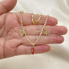 Oro Laminado Fancy Anklet, Gold Filled Style Hand of God and Evil Eye Design, with White Cubic Zirconia, Polished, Golden Finish, 03.32.0626.10