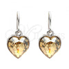 Rhodium Plated Dangle Earring, Heart Design, with Light Silk Swarovski Crystals, Polished, Rhodium Finish, 02.239.0003.9