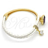 Oro Laminado Individual Bangle, Gold Filled Style Teardrop Design, with Amethyst Swarovski Crystals and White Micro Pave, Polished, Golden Finish, 07.239.0002.13 (03 MM Thickness, One size fits all)