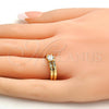 Oro Laminado Multi Stone Ring, Gold Filled Style with White Cubic Zirconia, Polished, Golden Finish, 5.164.007.09.GT (Size 9)