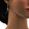 Rhodium Plated Dangle Earring, Cherry Design, with Amethyst and White Cubic Zirconia, Polished, Rhodium Finish, 02.205.0049.8
