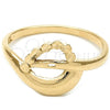 Oro Laminado Elegant Ring, Gold Filled Style Heart Design, Diamond Cutting Finish, Golden Finish, 01.63.0570.08 (Size 8)