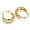 Oro Laminado Small Hoop, Gold Filled Style Leaf and Flower Design, Polished, Golden Finish, 02.106.0005.20