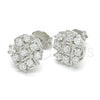 Sterling Silver Stud Earring, with White Cubic Zirconia, Polished, Rhodium Finish, 02.336.0017