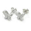 Sterling Silver Stud Earring, Butterfly Design, with White Cubic Zirconia, Polished, Rhodium Finish, 02.336.0004