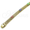 Oro Laminado Fancy Bracelet, Gold Filled Style Elephant and Bismark Design, Multicolor Enamel Finish, Golden Finish, 03.213.0156.1.07