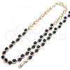 Oro Laminado Necklace and Bracelet, Gold Filled Style Heart Design, with Sapphire Blue and White Cubic Zirconia, Polished, Golden Finish, 06.284.0010.2