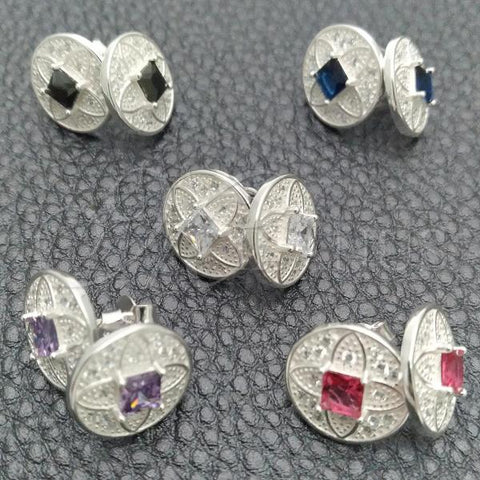 Sterling Silver Stud Earring, Flower Design, with White Cubic Zirconia, Polished, Silver Finish, 02.398.0006