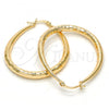 Oro Laminado Medium Hoop, Gold Filled Style Teardrop and Hollow Design, Diamond Cutting Finish, Golden Finish, 02.170.0061.40