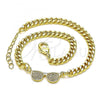 Oro Laminado Fancy Bracelet, Gold Filled Style with White Micro Pave, Polished, Golden Finish, 03.156.0037.08