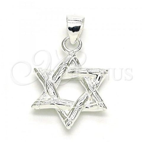 Sterling Silver Fancy Pendant, Star of David Design, Polished,, 05.398.0039