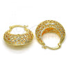 Oro Laminado Medium Hoop, Gold Filled Style Flower Design, Polished, Golden Finish, 02.170.0172.30