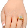 Oro Laminado Multi Stone Ring, Gold Filled Style with White Micro Pave, Polished, Two Tone, 01.91.0057.07 (Size 7)