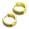 Oro Laminado Huggie Hoop, Gold Filled Style with Green and White Micro Pave, Polished, Golden Finish, 02.195.0072.3.20