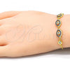 Sterling Silver Fancy Bracelet, with Sapphire Blue and White Cubic Zirconia, Polished, Golden Finish, 03.369.0006.2.10