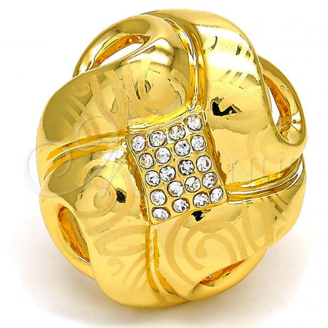 Oro Laminado Multi Stone Ring, Gold Filled Style with White Crystal, Polished, Golden Finish, 01.241.0006.10 (Size 10)