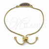 Oro Laminado Adjustable Bolo Bracelet, Gold Filled Style with Multicolor Cubic Zirconia, Polished, Golden Finish, 03.210.0123.10