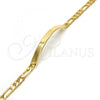 Oro Laminado ID Bracelet, Gold Filled Style Figaro Design, Polished, Golden Finish, 5.226.010.1.07